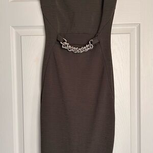 a'gaci Chain-Detail olive green Midi Dress